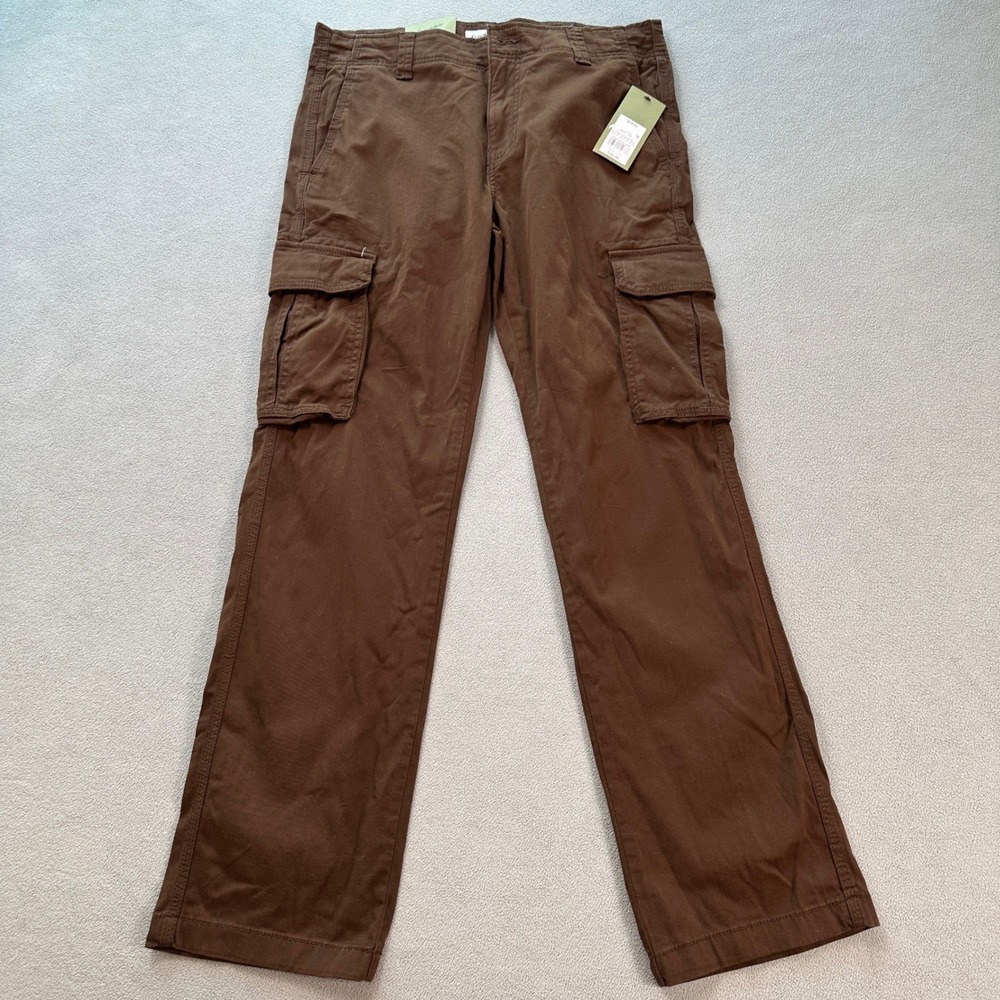 Goodfellow & Co Mens Cargo Pants 30x32 Brown Straight Leg Stretch Cotton NWT